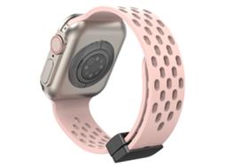 Bracelete de silicone com fecho magnético para Apple Watch Series 9, 8 e 7 41 mm/SE 3 e SE 2, 6 e SE e 5 e 4 40 mm/3 e 2 e 1 38 mm (rosa)