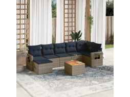 Vidaxl Conjunto De Sofá De Jardim Com 8 Peças E Almofadas Em Rattan Sintético Cinza