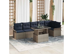 Vidaxl Conjunto De Sofá De Jardim 7 Pcs Cinzeto Rattan Sintético