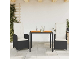 Vidaxl 3 Pcs Conjunto Bistrô De Jardim C/ Almofadões Vime Pe Preto