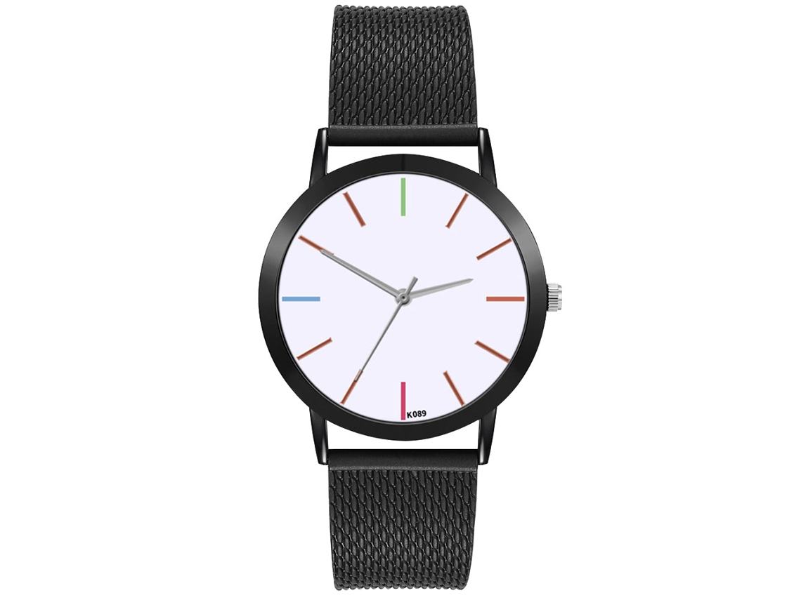 Reloj De Cuarzo De Correa De Silicona Zhoulianfa Con Dial Colorido Para Pareja (negro)