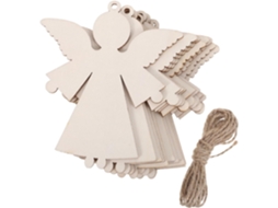 Conjunto 10 Enfeites Madeira Branco Pintar Furos Pendurar Ideais Atividades Natalinas Ideal Artesanato Anjo GOKOCO