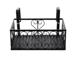 Suporte de metal vintage para plantas de varanda com ganchos de parede e design europeu robusto.