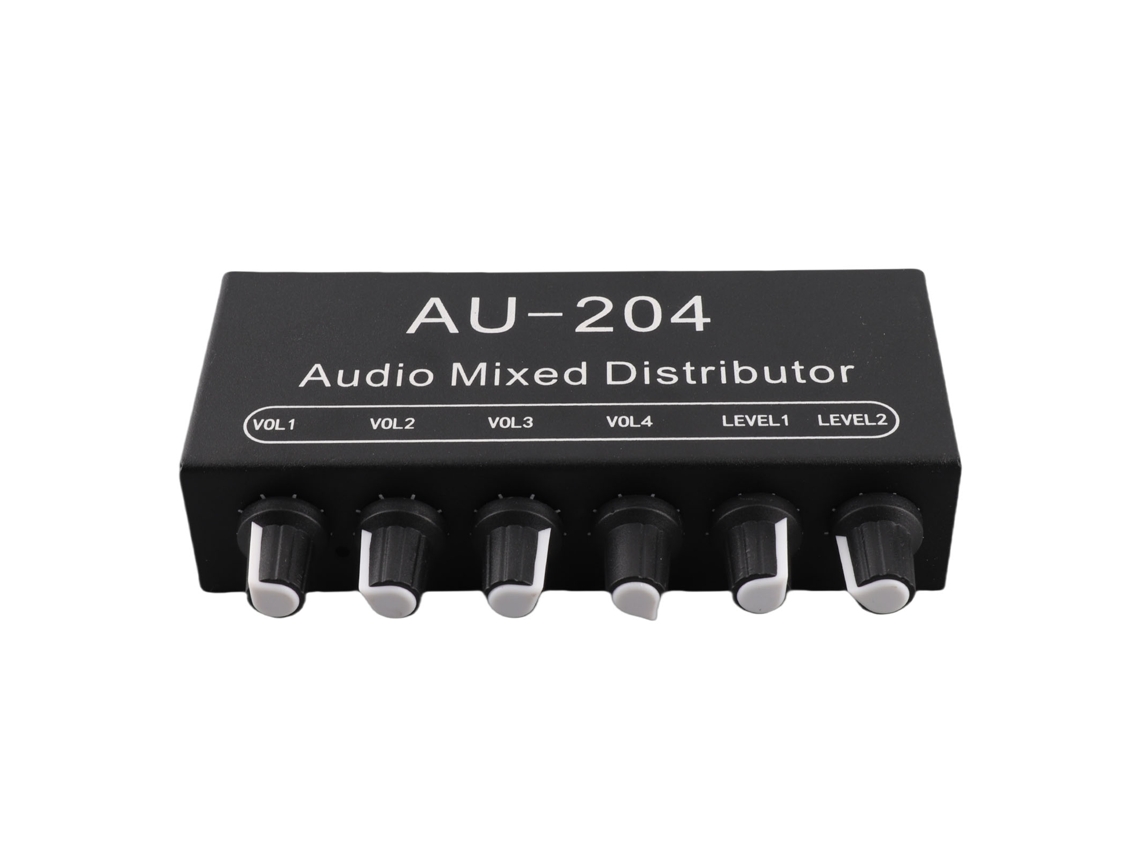 Divisor De Áudio Estéreo Mini Pré-amplificador Com 2 Entradas E 4 Saídas 3.5mm