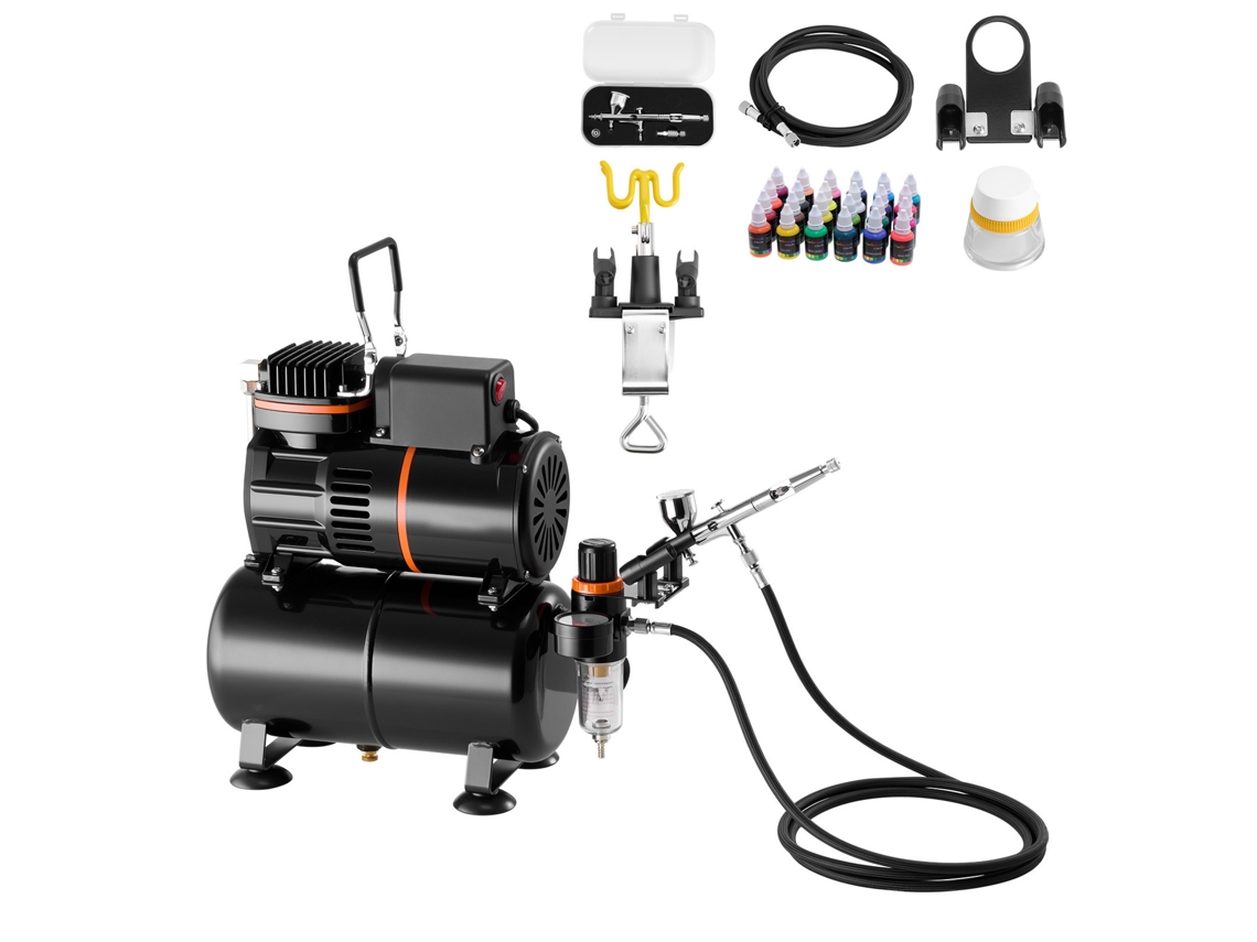 Kit De Aerógrafo Succebuy Com Compressor De Ar De 1/6 Hp, Depósito E 24 Cores