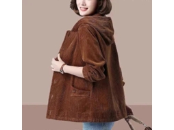 Abrigo Corto De Pana Para Mujer Primavera Otoño Coreano Suelto Capucha Cremallera Casual Marrón Camello Xl