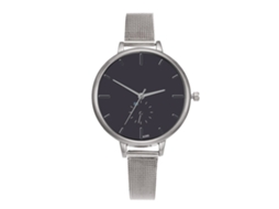Relógio de Pulso Feminino com Pulseira de Malha Metálica Mostrador Redondo Quartzo Prata