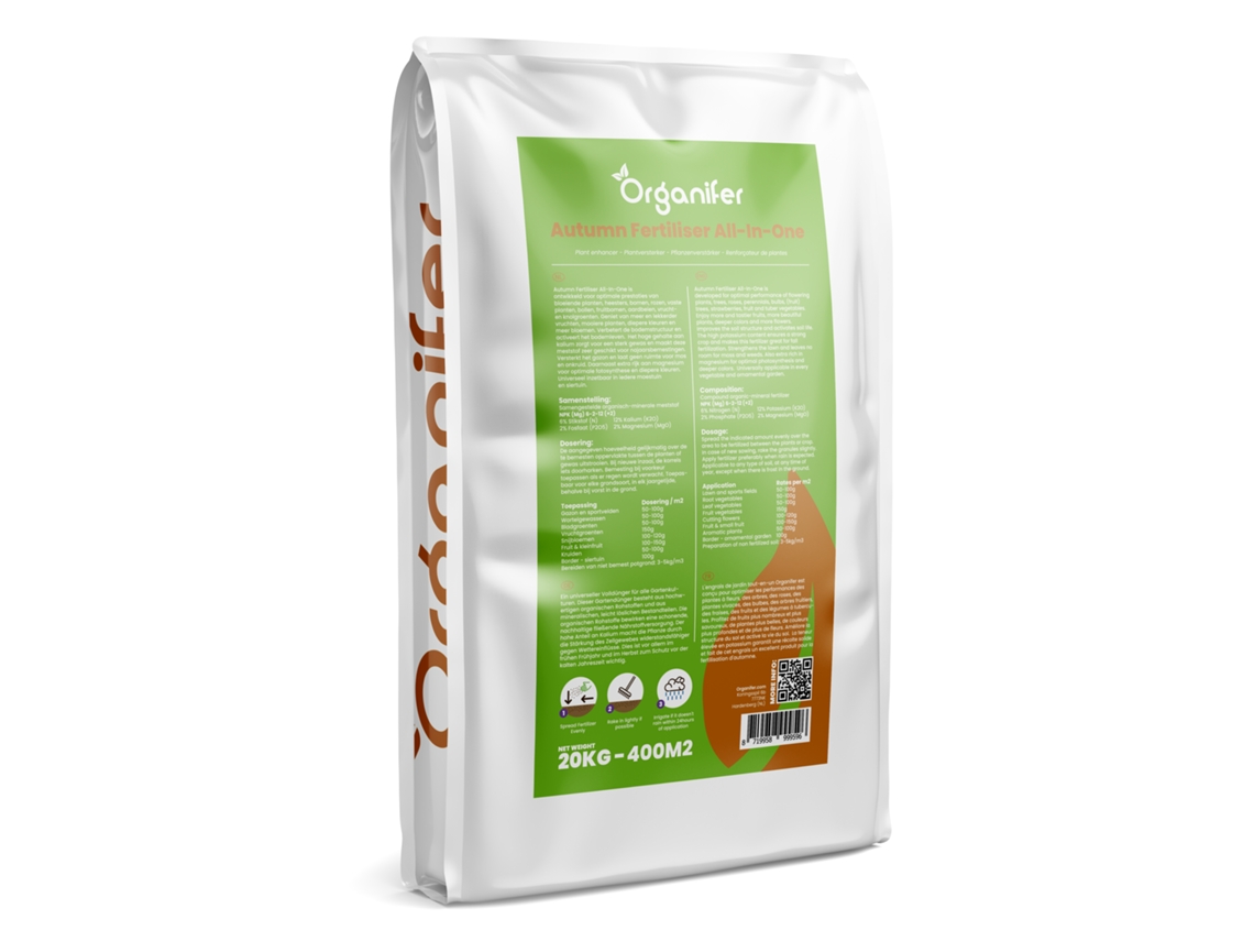 Fertilizante de Outono All-In-One (20 kg - para 400 m2) - Organifer
