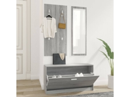 Vidaxl Conjunto De Sapateira 3 Em 1 Derivados Madeira Cinzento Sonoma