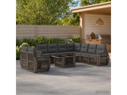 Vidaxl Conjunto De Sofá De Jardim 10 Unid. Cinza E Cinza Escuro