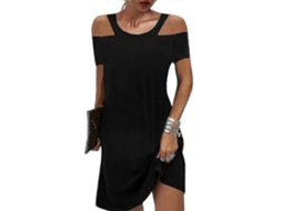 Vestido Feminino Curto Manga Curta Ombro Frio Para Verão Casual