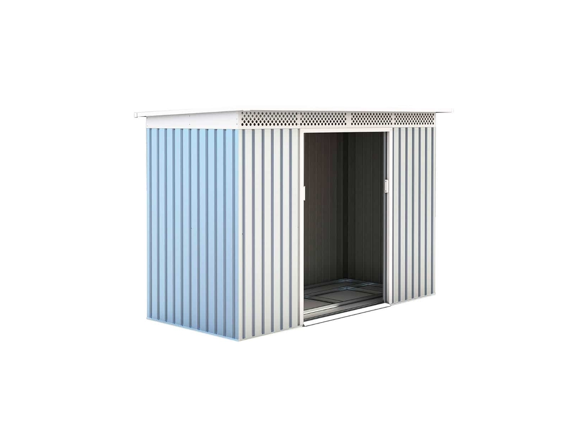Abrigo de Metal GARDIUN Metálico Rutland 3 93 m² (142x277x184 cm) Aço Galvanizado Prata e Branco