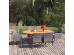 Vidaxl 7 Pcs Conjunto De Jantar Para Jardim Vime Pe Cinzento