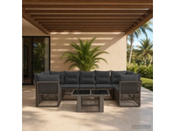 Vidaxl Conjunto De Sofá De Jardim 8 Unid. Cinzento Vime Pe