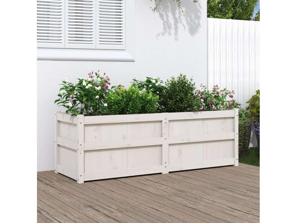 Vidaxl Vaso/floreira De Jardim 150x50x50cm Madeira Pinho Maciça Branco