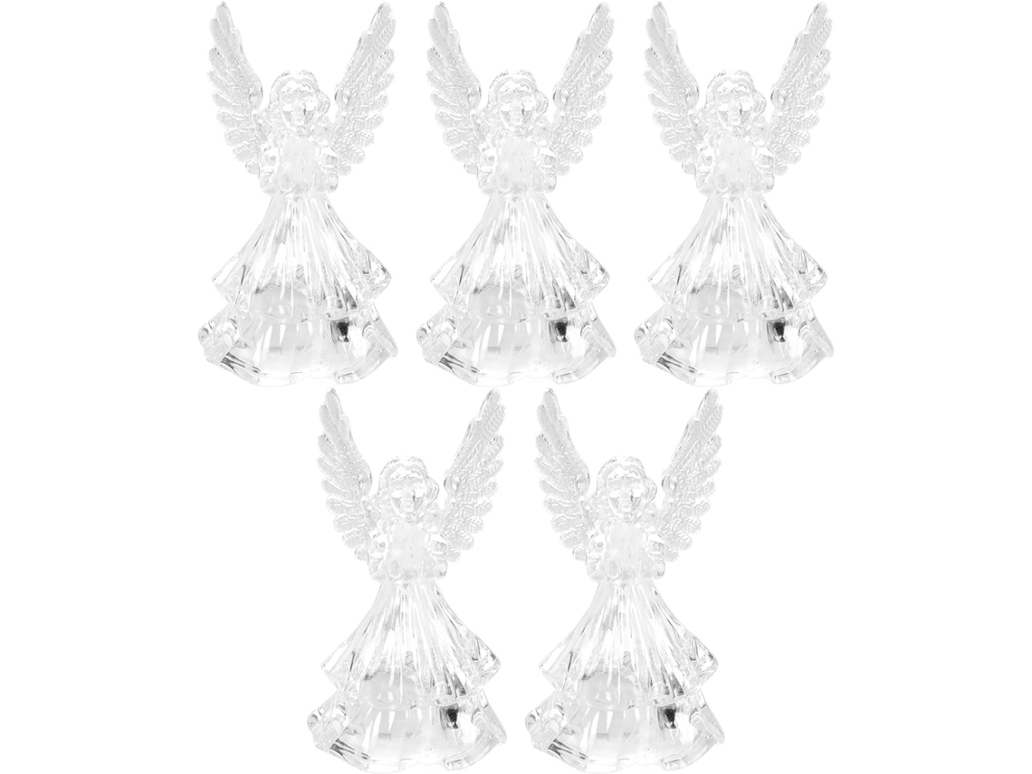 Conjunto de 5 Anjos de Led para Decoração Noturna em Acrílico Colorido, Compactos e Luminosos, Enfeites de Anjo. SFUSHOS