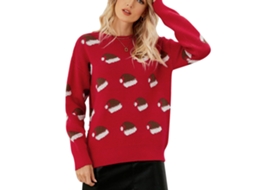 Laxiscreed Blusão De Natal Feminino De Lã Vermelho Com Ombros Caídos, Tamanho S, Perfeito Para Inverno