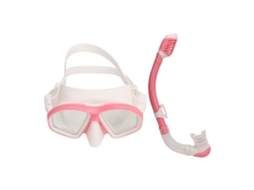 Conjunto de snorkel para crianças, óculos de mergulho anti-neblina, sem vazamento, snorkel dry top rosa | S/MARCA
