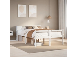 Vidaxl Cama Com Estante Sem Colchão 135x190 Cm Pinho Maciço Branco