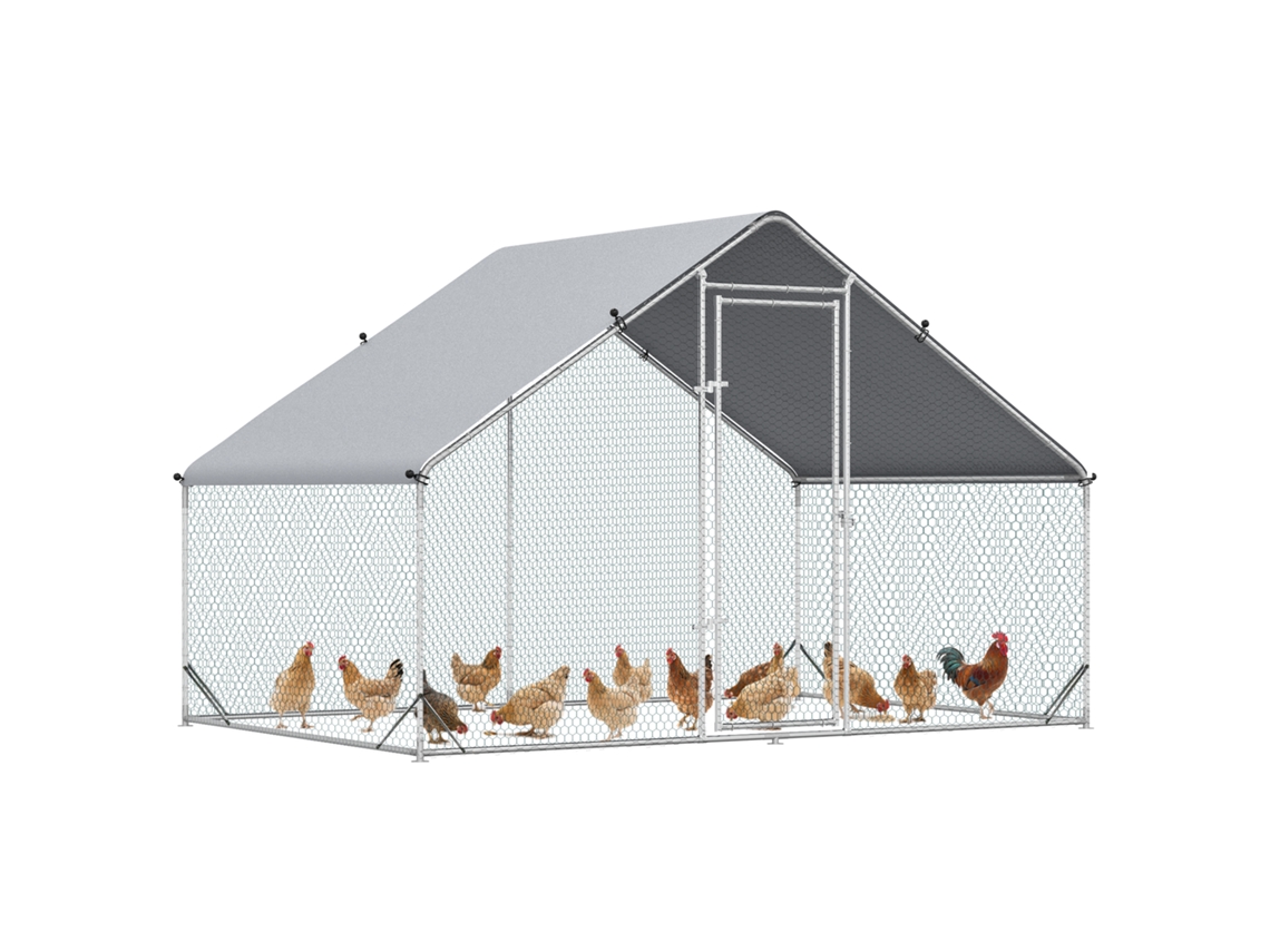 Canil do Galinheiro Aviário Ao Ar Livre 6 M² Parque Cercado Sol. 3l X 2w X 2h M Área Coberta Aço Galvanizado py