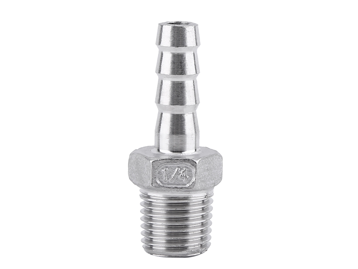 Conector Barb De Mangueira Com Rosca Macho Em Aço Inoxidável 304 (1/4"x8mm) Para Combustível