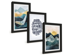 Pinturas Murais Modernasinspiração Abstrata De Montanha Moldura Preta Fotos Para O Corredor Espelharte (3 Peças 20x30 Cm)