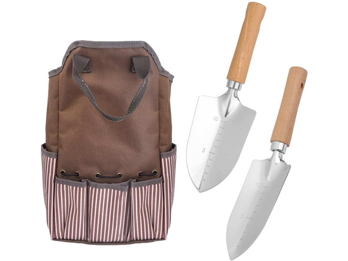 Bolsa de jardim com espaço para armazenamento, organizador de ferramentas com bolsas para pás e outros materiais, kit de jardinagem em