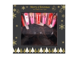 Par De Cílios Postiços De Cabelo De Vison E 24 Peças De Adesivos De Unhas Vestíveis Bastão De Natal Nas Unhas Estilo 6 ZMDECQNA
