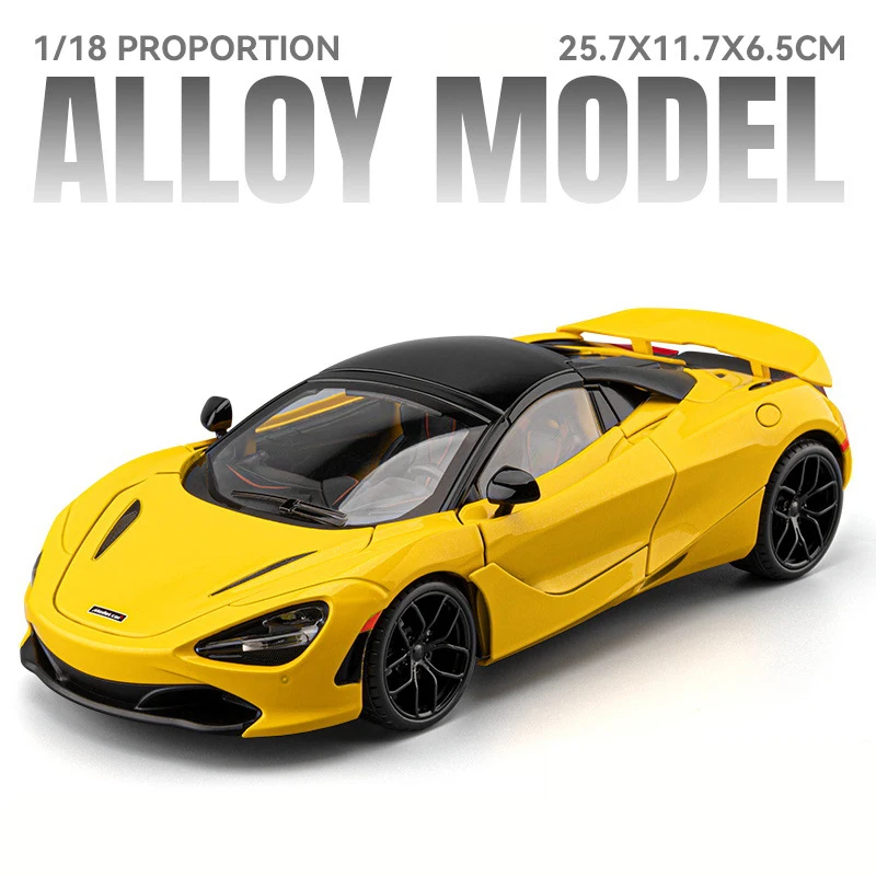 (amarelo) Miniatura De Carro Supercarro Em Escala 1:18, Feita De Liga Metálica Fundida, Com Som E Luz.
