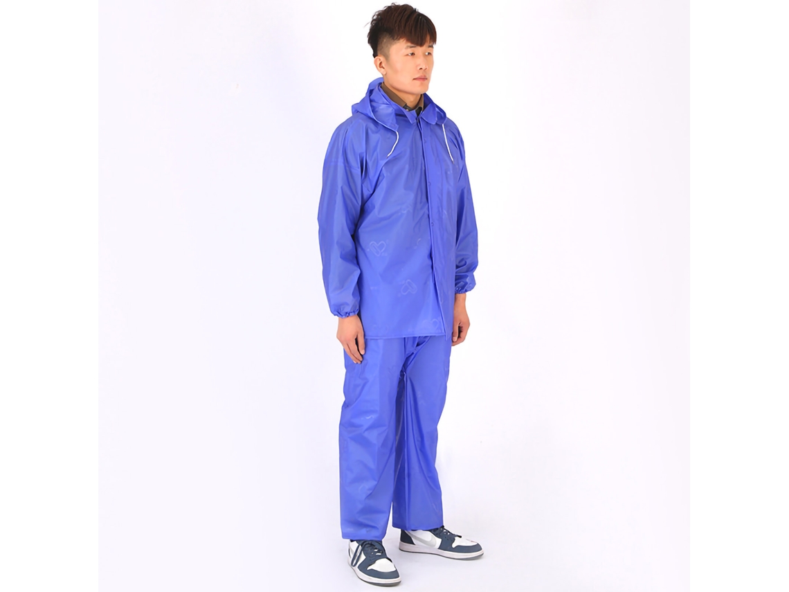 Traje De Chuva Separado Casaco E Calças Espessados Impermeável Não Descartável Fecho De Botões Punhos Amassados Roupa De Chuva 2j Azul Tamanho Único