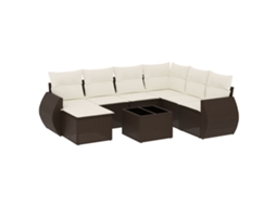 Maison Exclusive - 8 Pcs Conjunto Sofás De Jardim C/ Almofadões Vime Pe Marrom