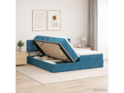 Vidaxl Cama Com Armazenamento Com Cabeceira 2 Unid. Azul Escuro