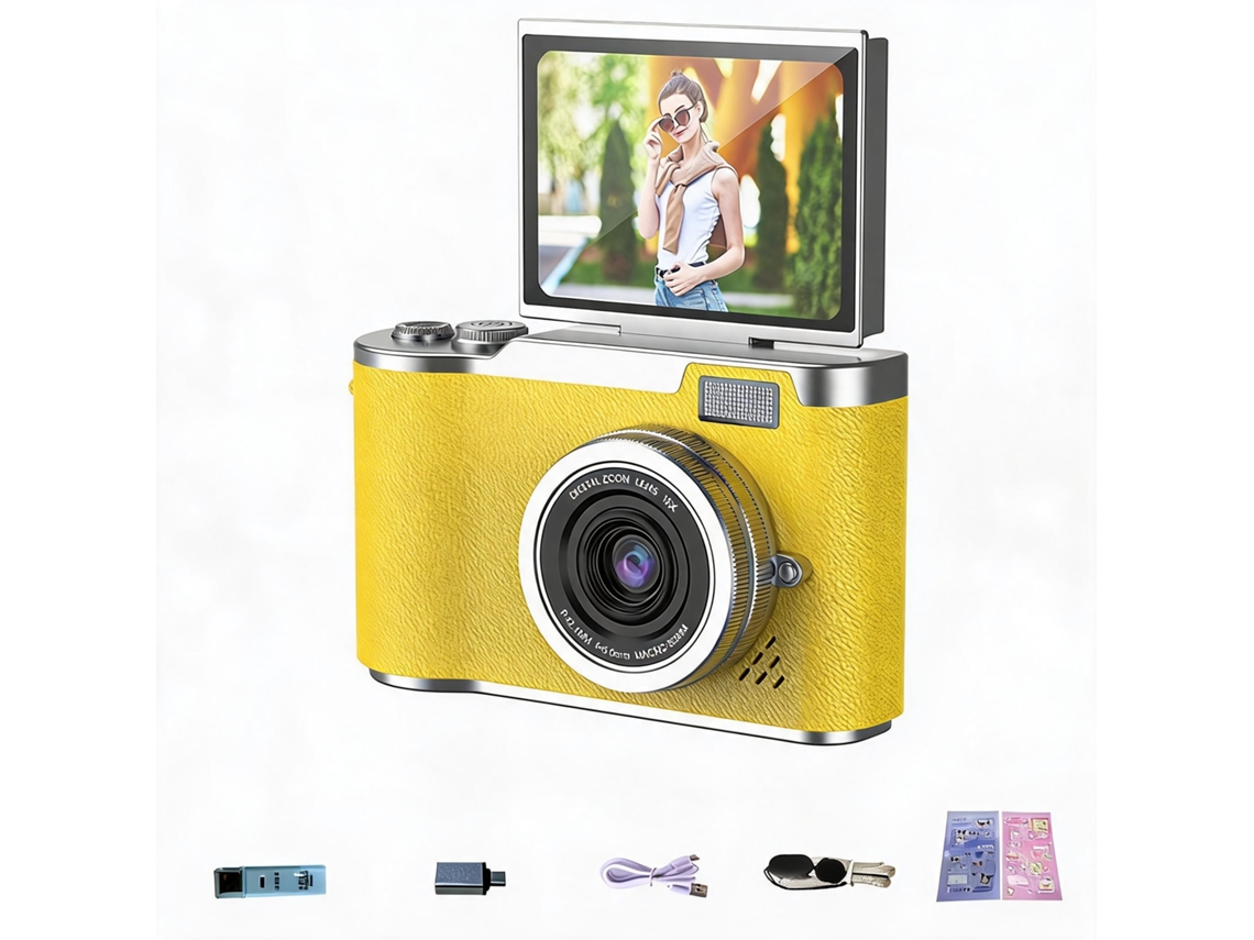 Câmara Digital Flip-screen De Alta Definição, Modelo Ccd Retro Básico Para Estudantes Amarelo