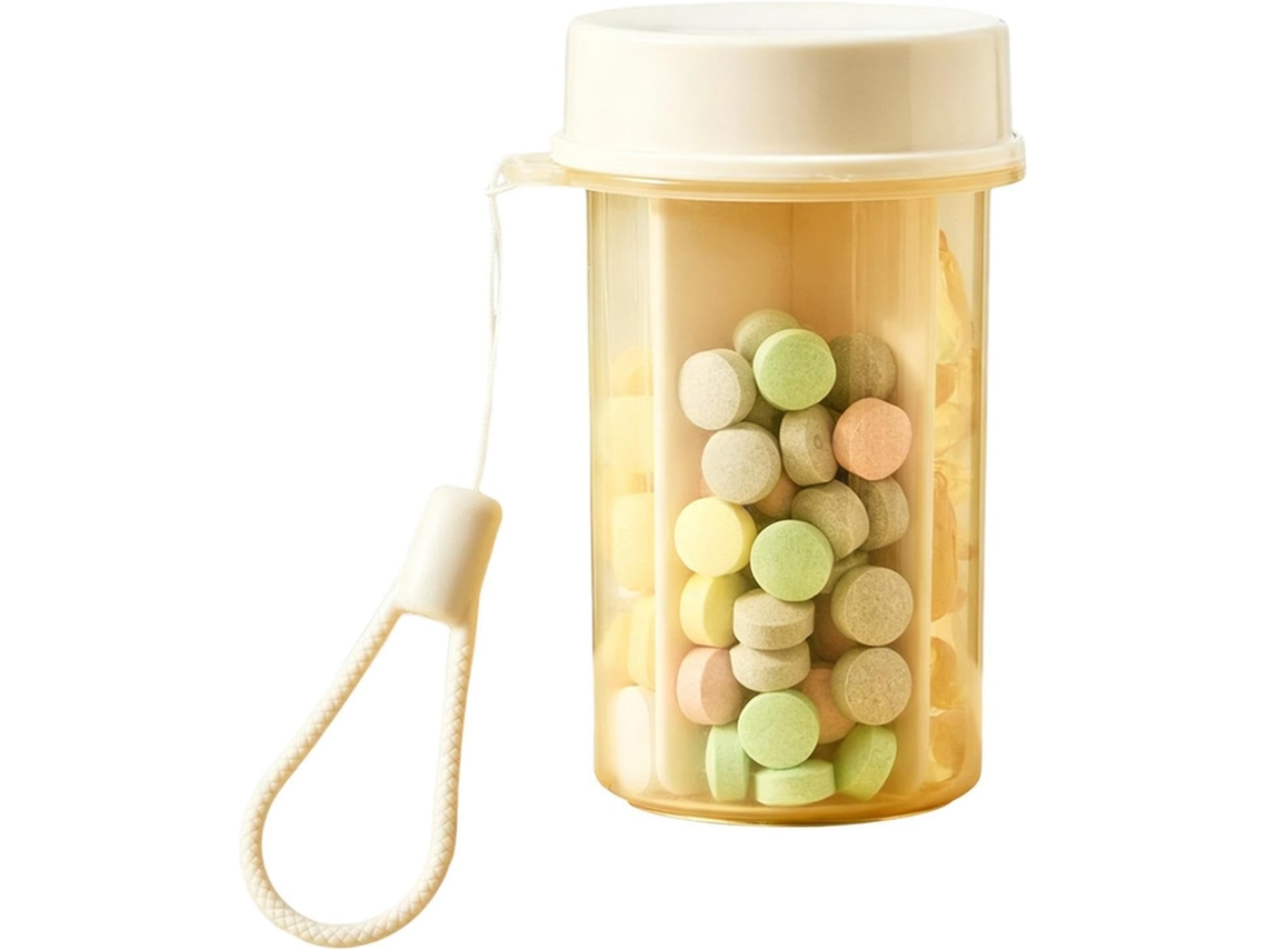 Porta Comprimidos Portátil, Hermético e Resistente À Umidade, para Mastigáveis, com 4 Compartimentos CHABERLU