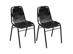 Vidaxl Cadeiras De Jantar 2 Pcs Couro Genuíno Preto