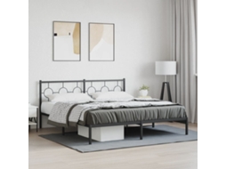 Estrutura De Cama Com Cabeceira 183x213 Cm Metal Preto