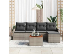 Vidaxl Conjunto De Sofá De Jardim 6 Pcs Cinzeto Vime Pe