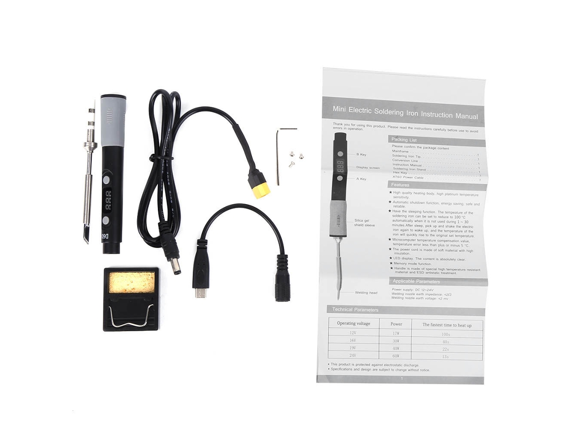 Ferro De Soldar Elétrico Inteligente Com Temperatura Constante E Display Digital Sqd60b 100-400°c