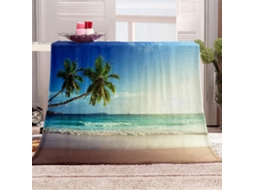 Manta com Estampa 3d de Praia e Ond em Microfibra 180x200cm