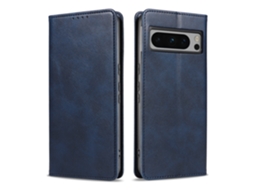 Capa Flip Para Celular Em Couro Com Estampa De Pele De Bezerro.azul - Pixel 8a