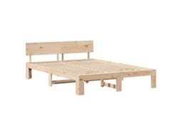Conjunto 1 Estrutura De Cama Moderna Vidaxl Castanho Madeira De Pinho Maciça (150 X 200 Cm)