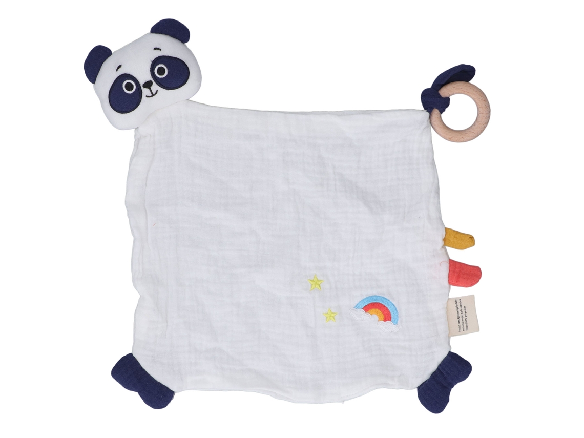 Mali lenço de Segurança de Panda com Anel de Mordida Macio Algodão Brinquedo para Bebê
