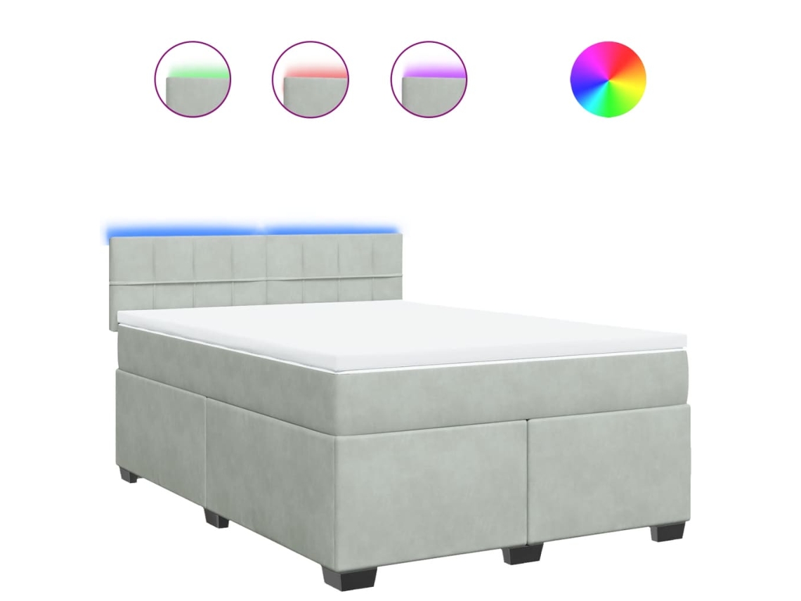 Box Spring Bed, Box Spring Beds Vidaxl Cinzeto Veludo (140 X 200 Cm)