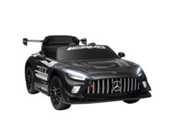 Mercedes amg Gt3 Evo Carrinho Elétrico Infantil com Controle Remoto, Motor Duplo, Rodas Auxiliares, Alça e Música Preto