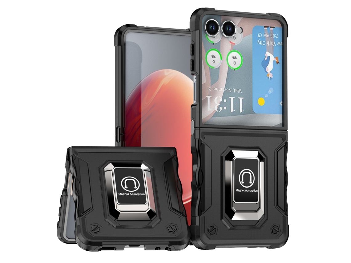 Capa Para Samsung Galaxy Z Flip5, Com Anel De Suporte E Proteção À Prova De Choque Preto Panoona