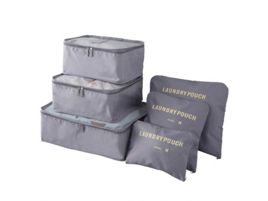 Conjunto de 6 Sacos para Arrumação Malas, Cinzentos BRILVIBERA