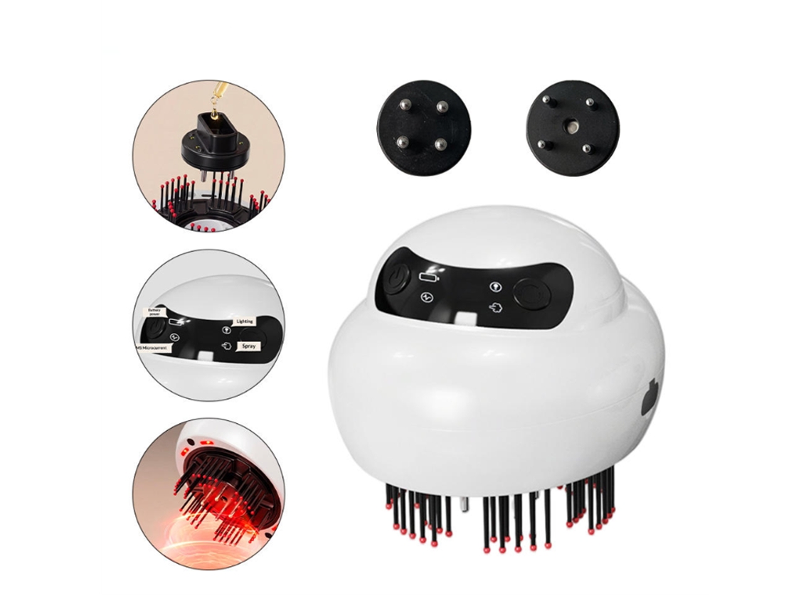 Pente De Massagem Elétrico Para Couro Cabeludo Luz Vermelha Ems Ohpa Wn-07 Branco