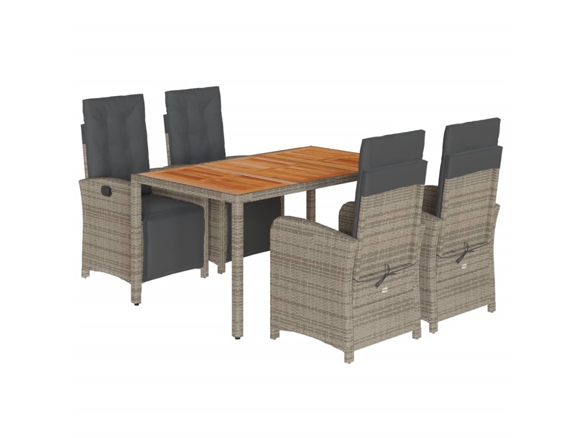 Maison Exclusive - 5 Pcs Conjunto De Jantar P/ Jardim C/ Almofadões Vime Pe Cinza