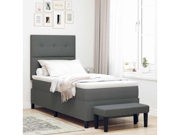 Vidaxl Cama Box Com Cabeceira Cinza Escuro 90 X 190 Cm Tecido