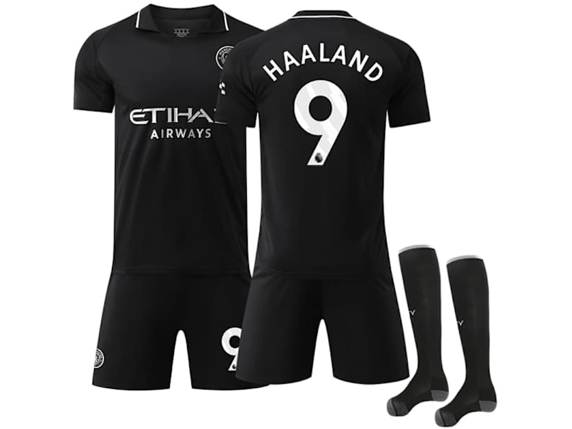 Camisa De Futebol Infantil Manchester City Uniforme De Visitante 25-26, Número 9, Haaland, Tamanho Adulto Xl